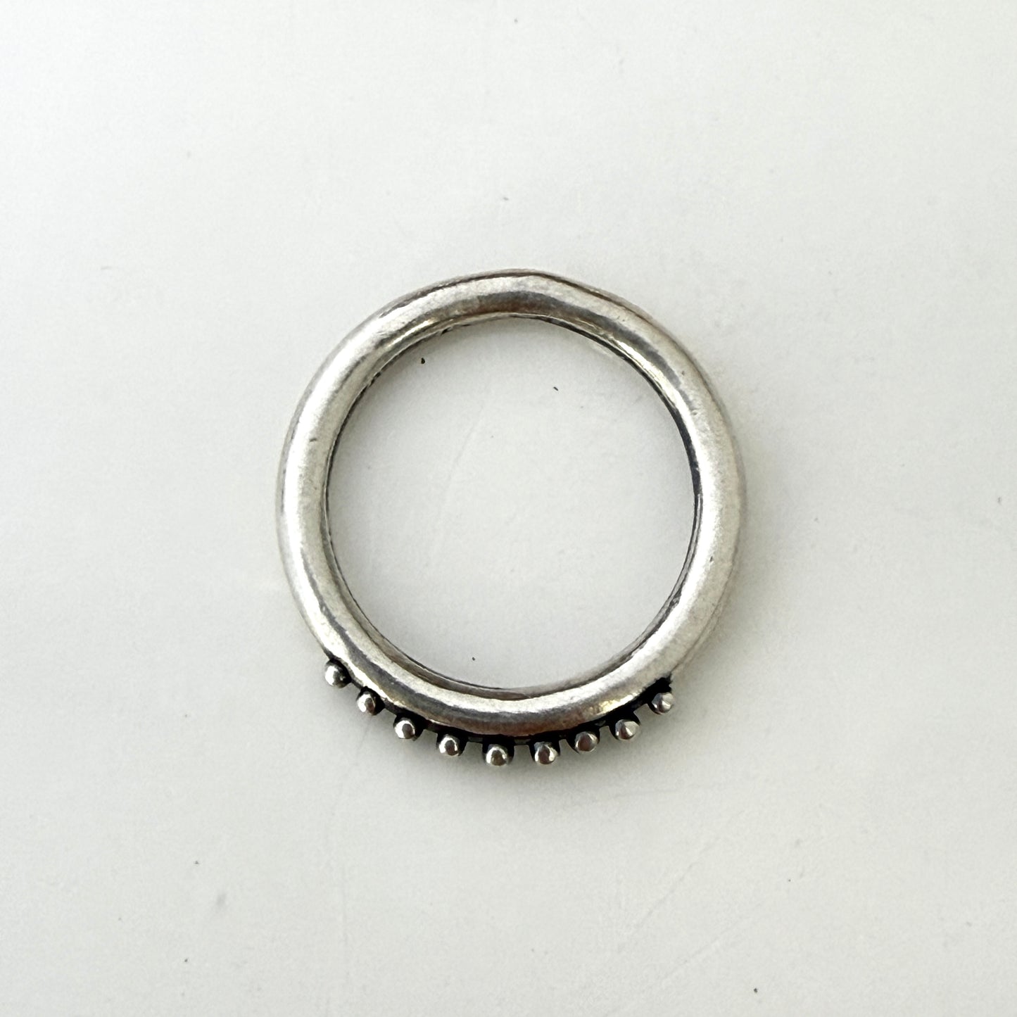 Simple sterling silver, round wire ring- Tiny Ordered Dots