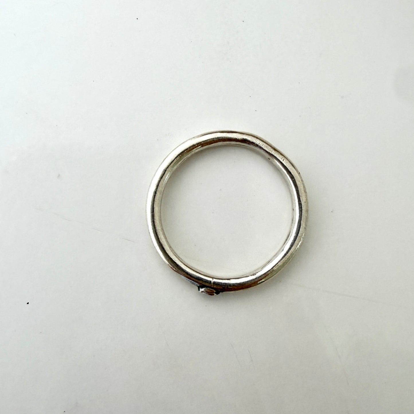Simple sterling silver, round wire ring- Tiny Forever Raindrop