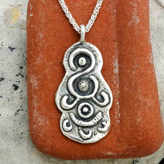 Sterling Silver Mark of the Dance Aztec Inspired Pendant
