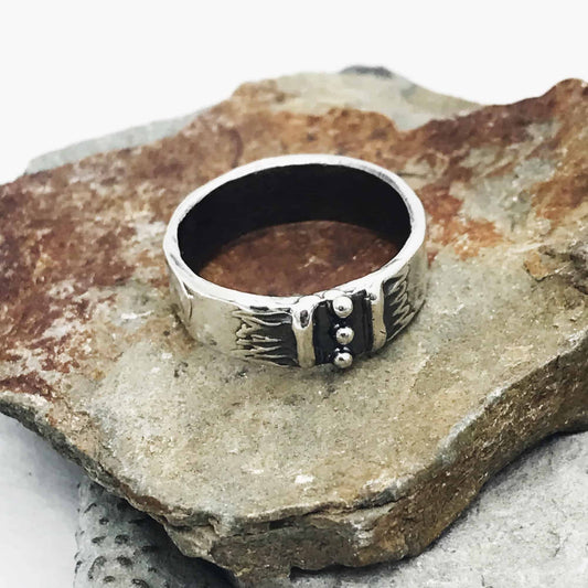 Between Two Lines Ring Band Sterling Silver