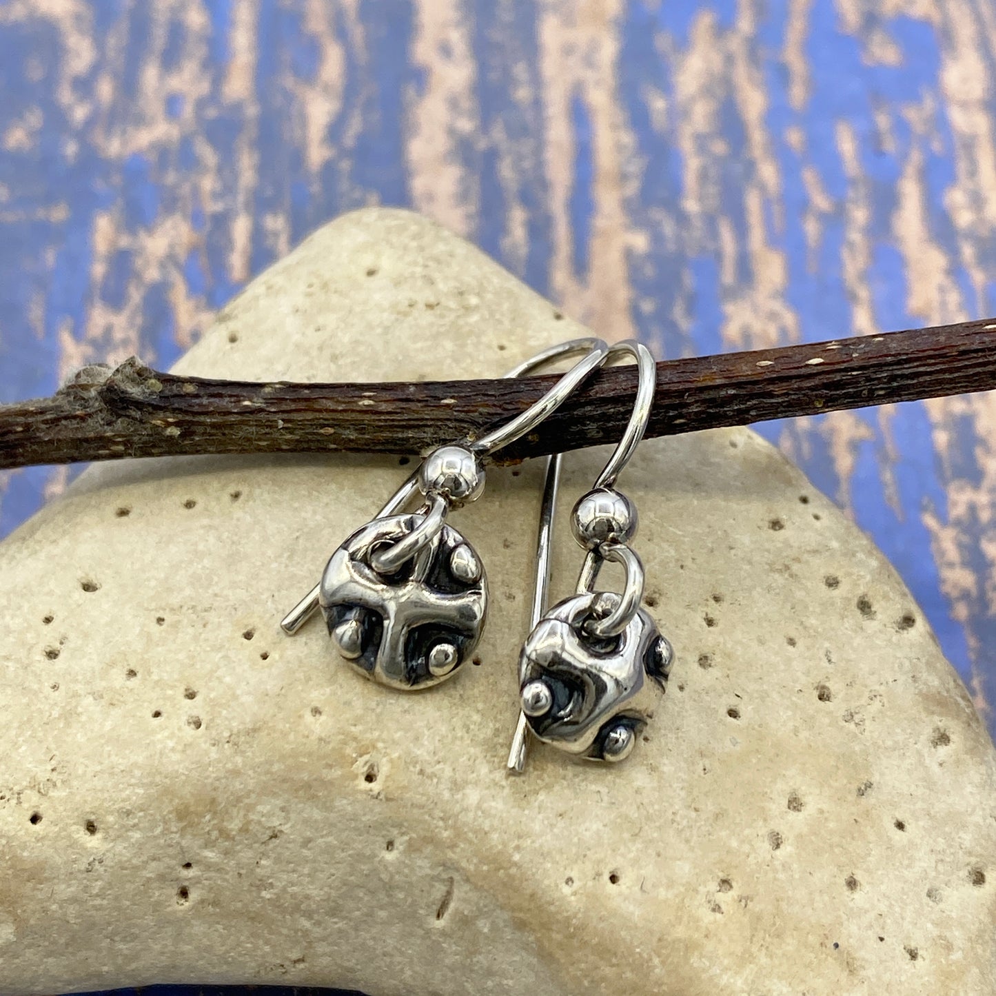 Crossroads - Sterling silver Earrings on French posts or Ear threaders