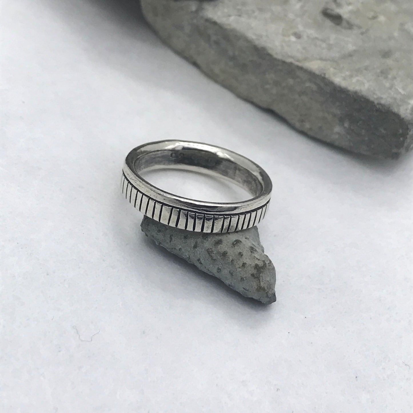 Carved Divisions Ring - "Fenceline" -Sterling silver