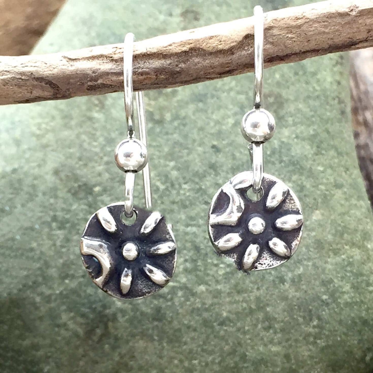 Side Flower Earrings on French Hooks