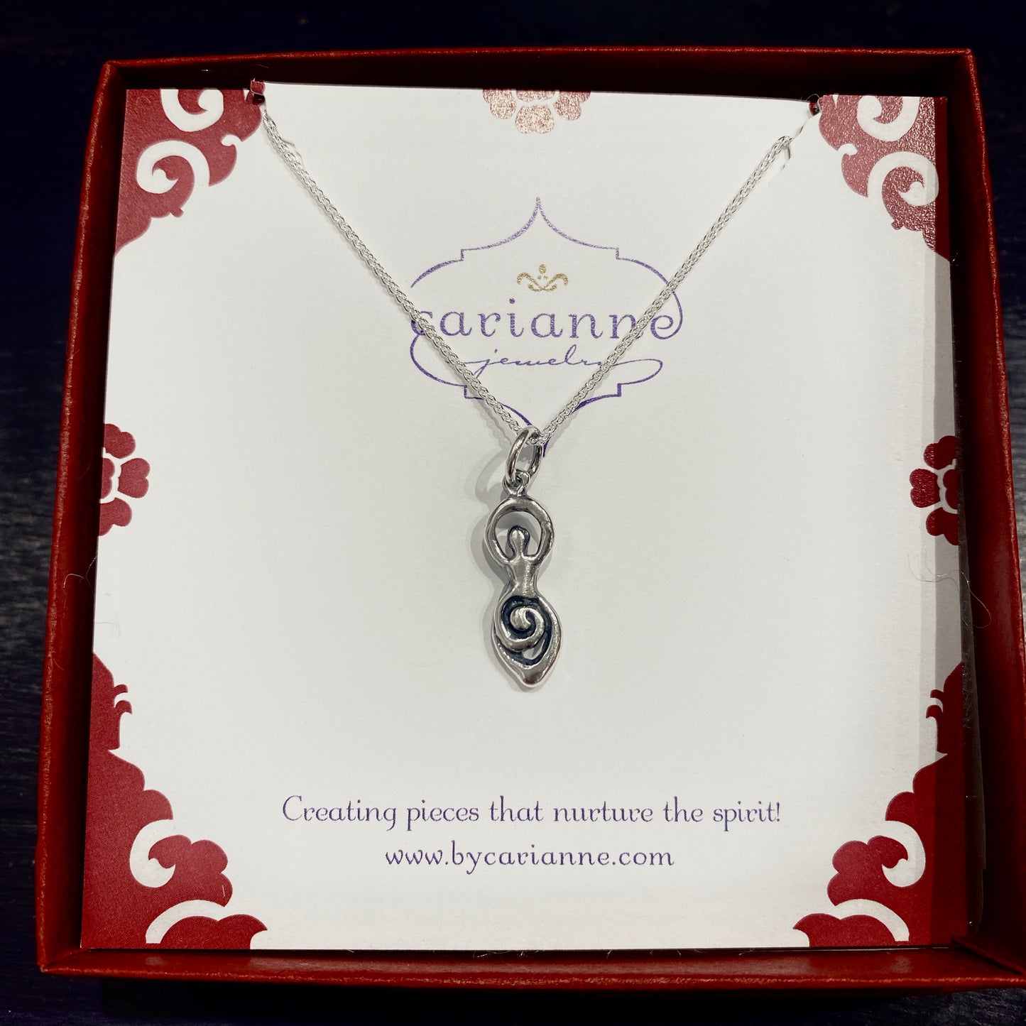 Little sterling silver goddess with 20 inch adjustable chain