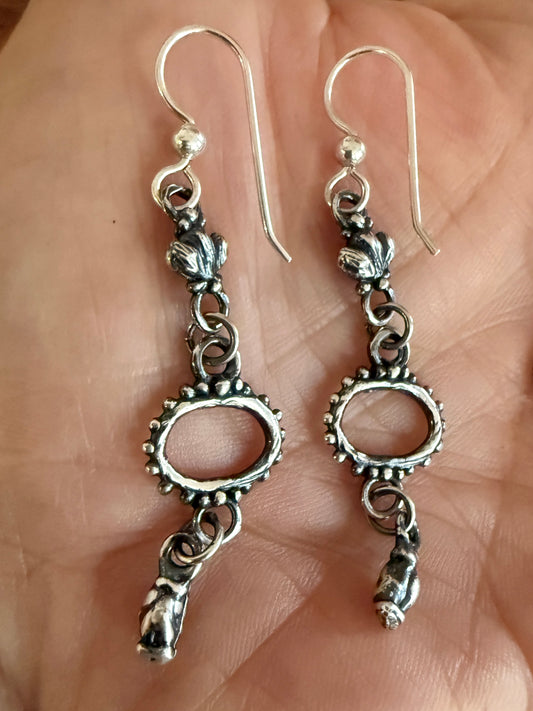 Sterling silver ancient component earrings