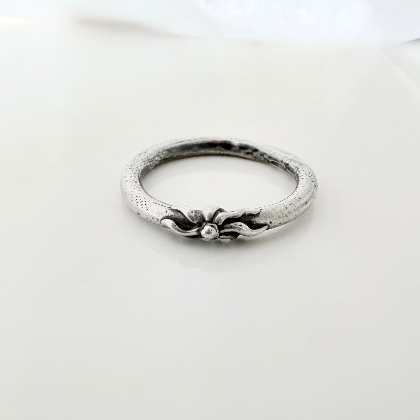 Simple sterling silver, round wire ring- Tiny Sun Ring