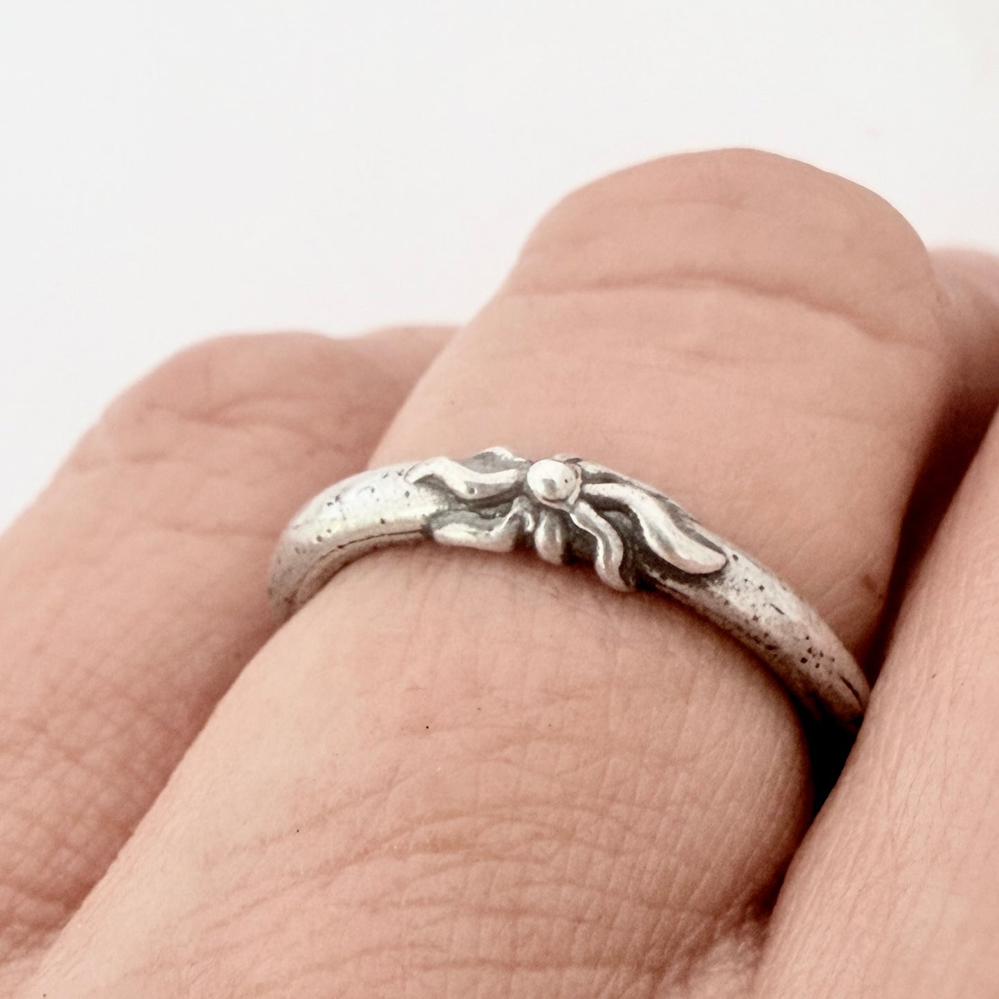 Simple sterling silver, round wire ring- Tiny Sun Ring