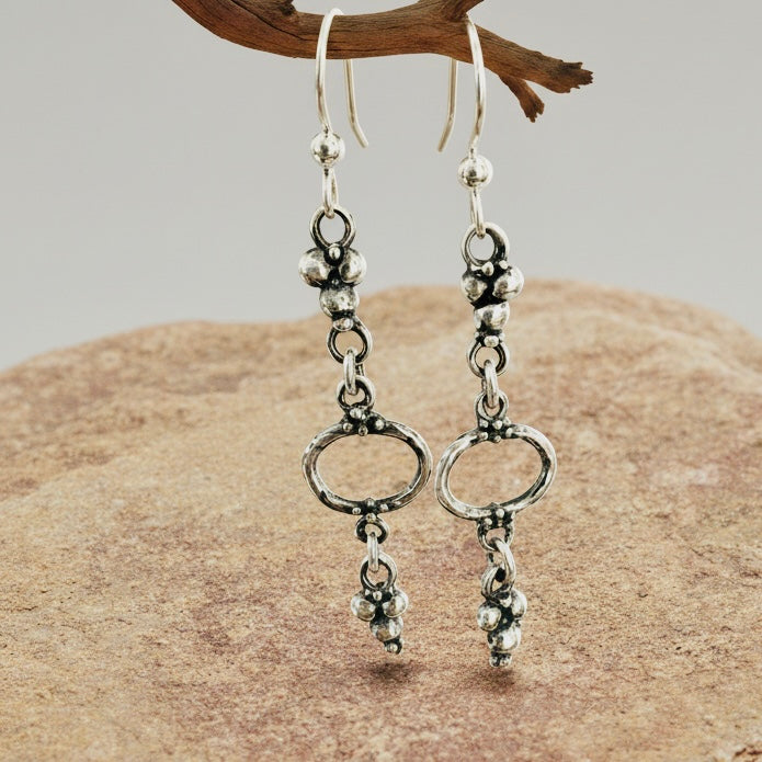 Sterling silver ancient component earrings