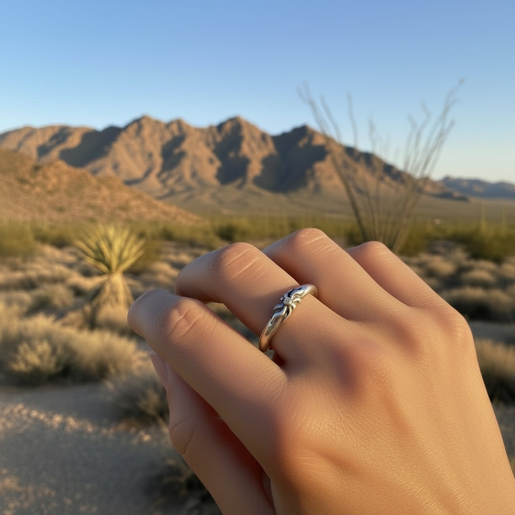 Simple sterling silver, round wire ring- Tiny Sun Ring