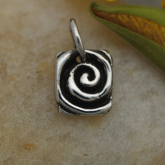 Sterling Charm or Pendant -Little Life on the Edge Spiral