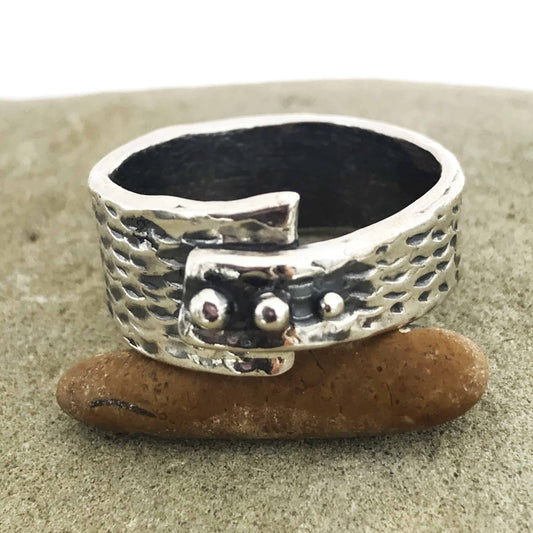 Asymmetrical Abstract Three Dot Sterling Silver Ring