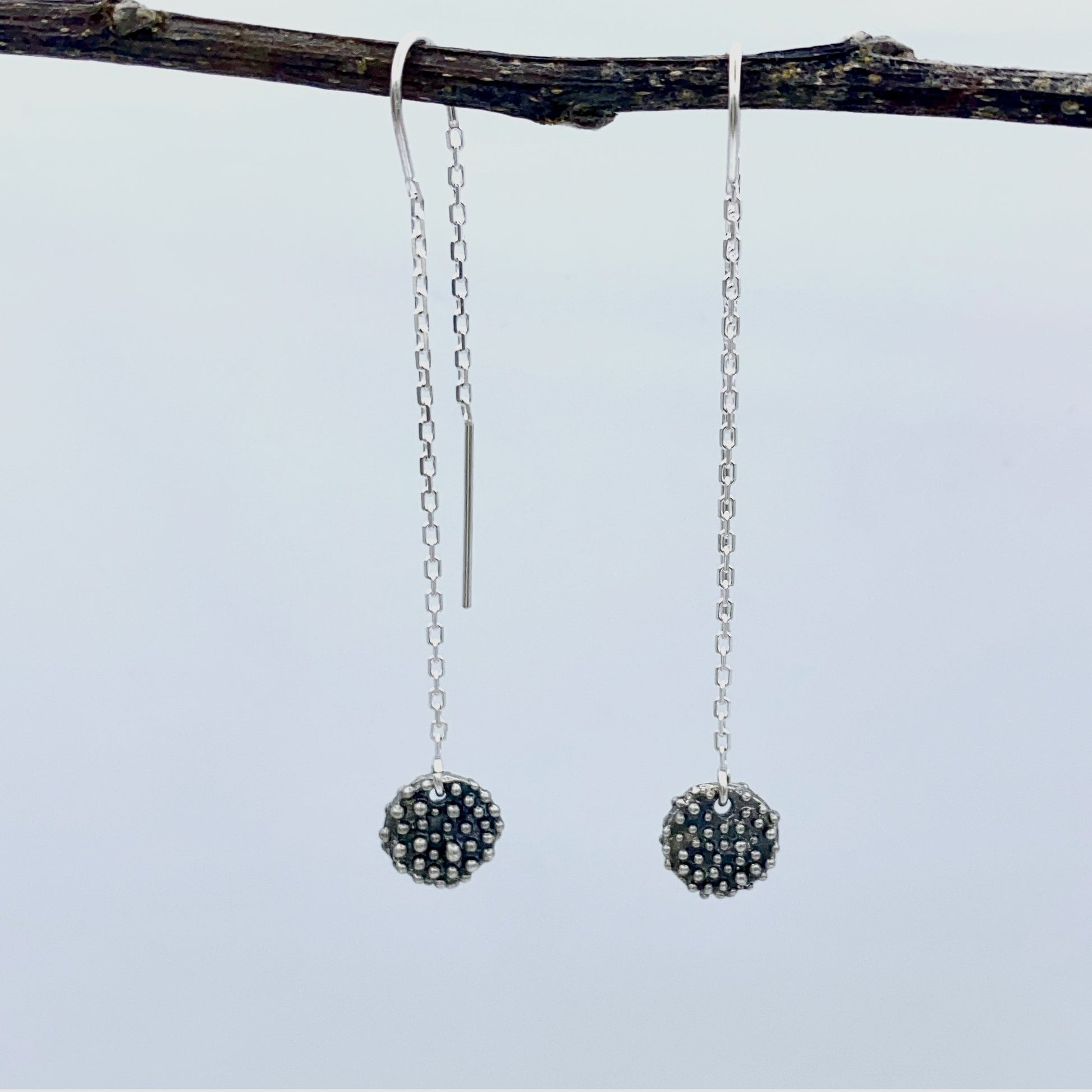 Tiny Meditation discs- Sterling Silver Earrings on French hooks