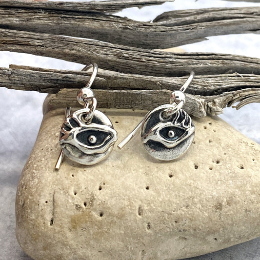Eyes with Lashes -  Sterling silver Earrings on French posts or Ear threaders