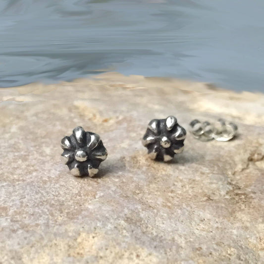 Tiny Sterling Silver Flower Ear Studs