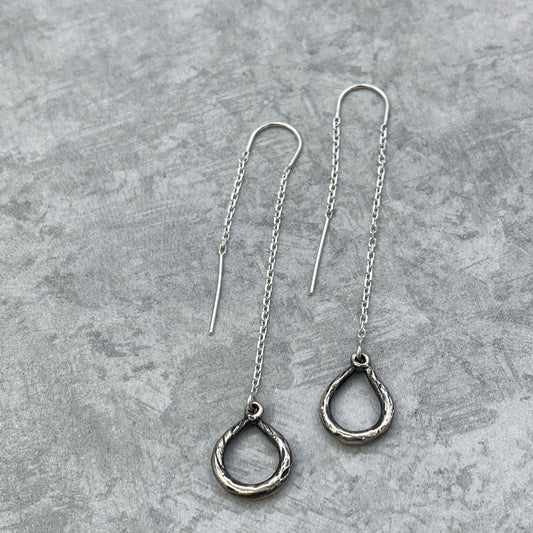 Looped teardrops - Sterling silver Earrings on French posts or Ear threaders