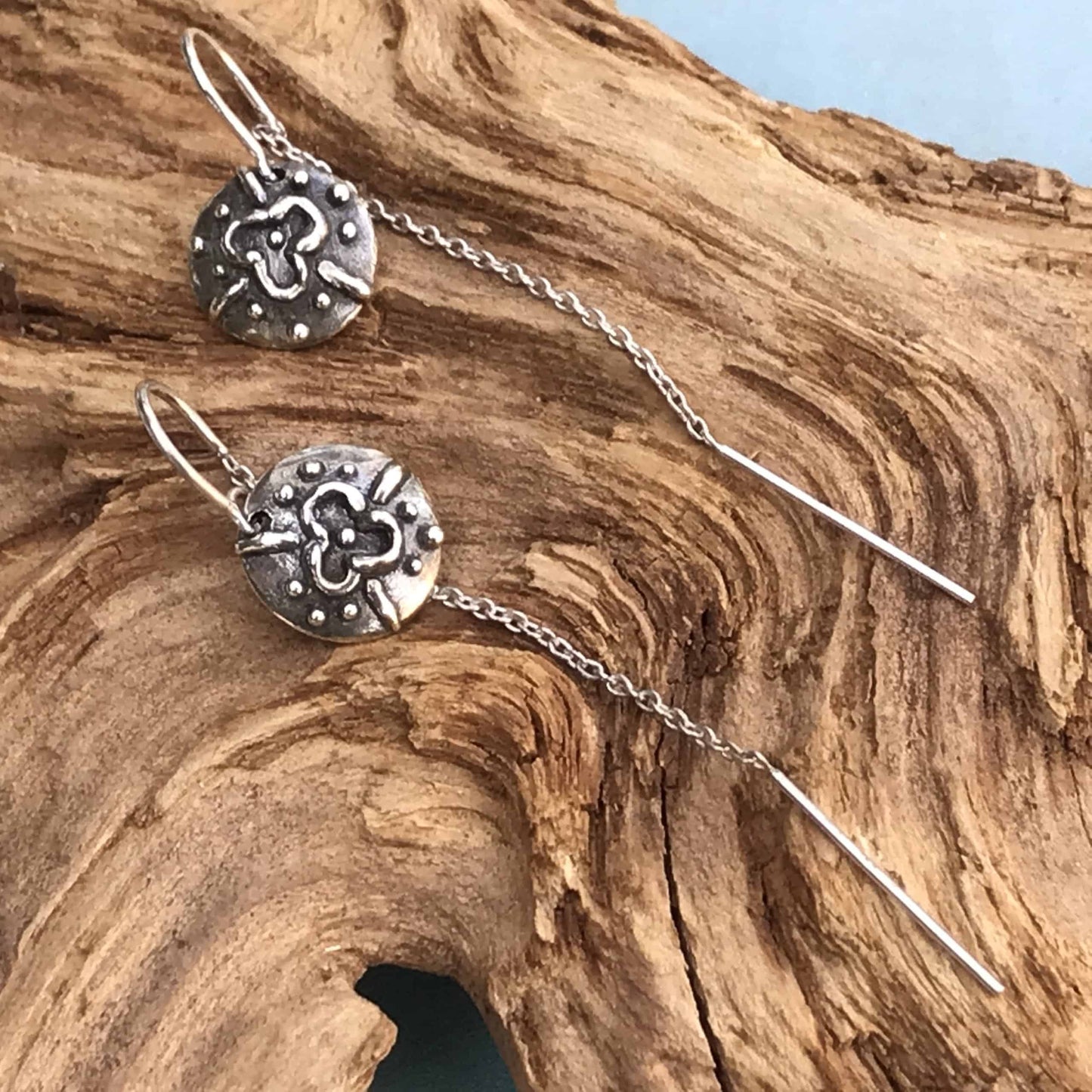 Sterling silver Little flower threader earrings