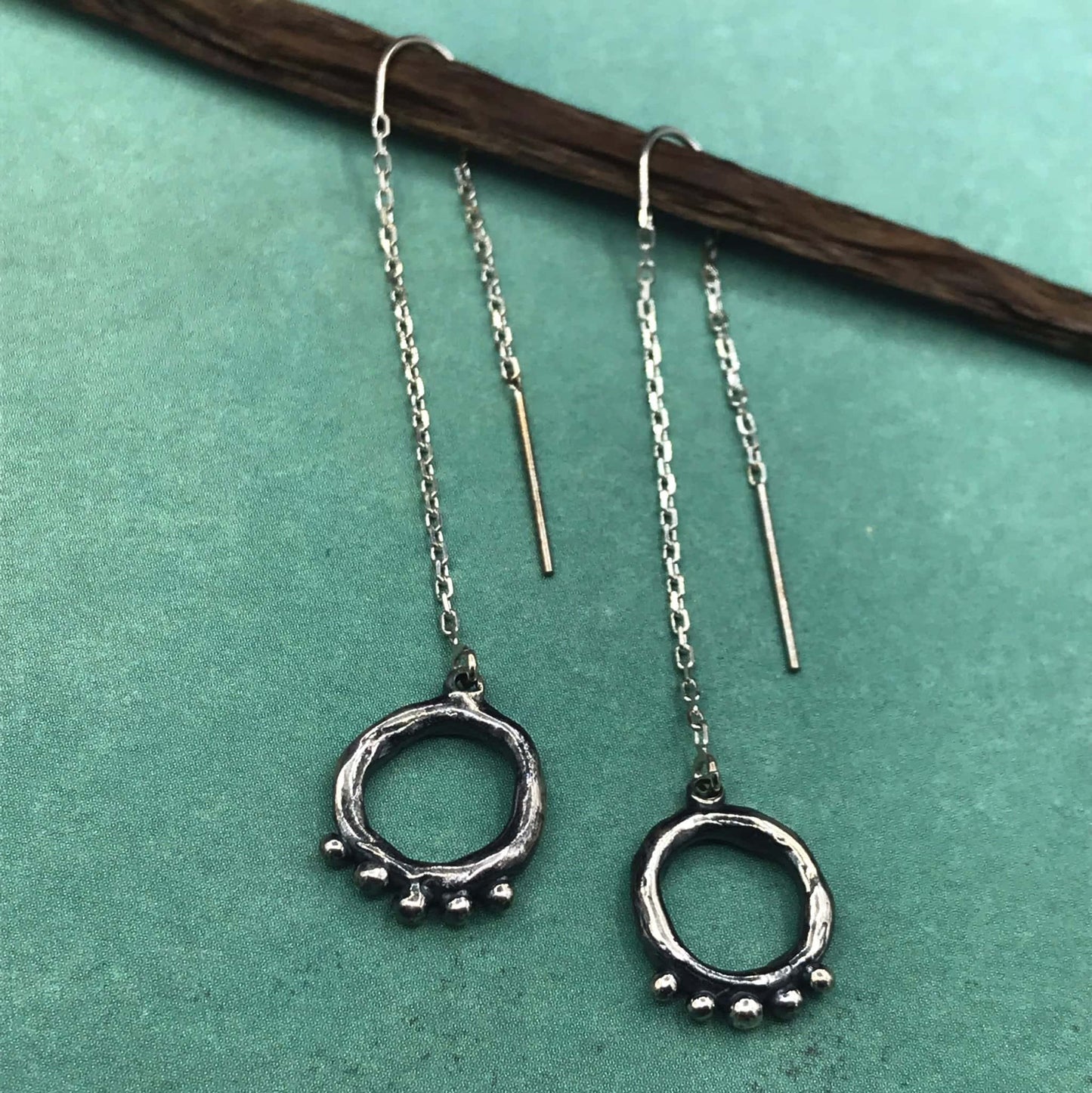 Organic Open Circle Earrings with 5 Meditation dots on Threaders