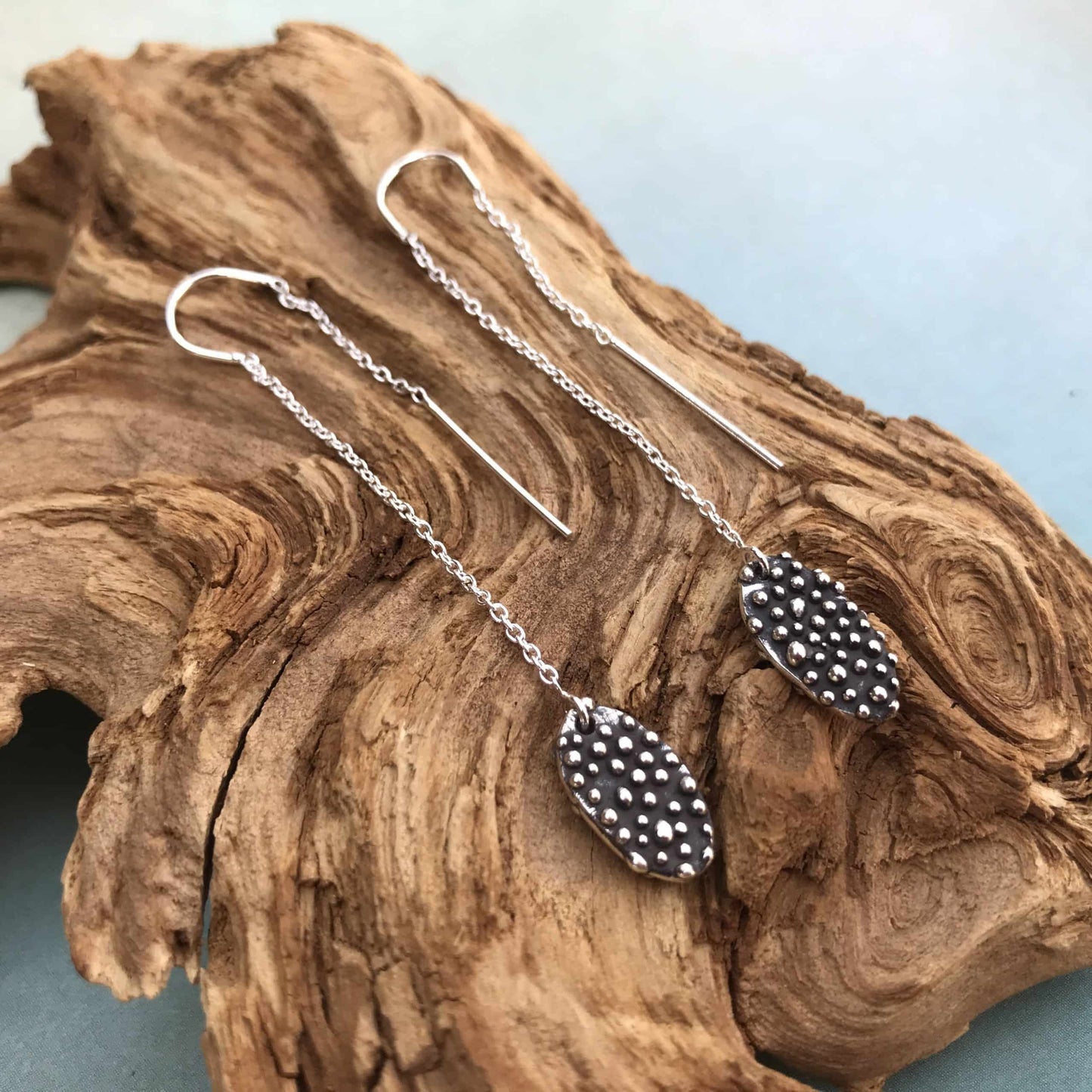 Sterling Silver Oval Meditation Earrings