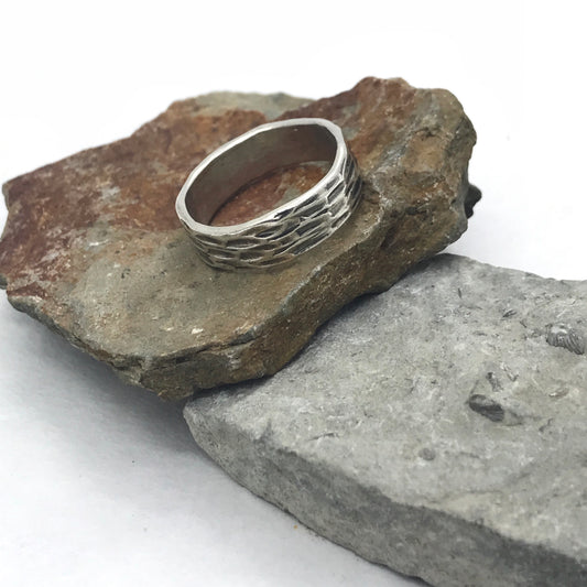 Horizontal Brushstrokes -Sterling Silver Ring
