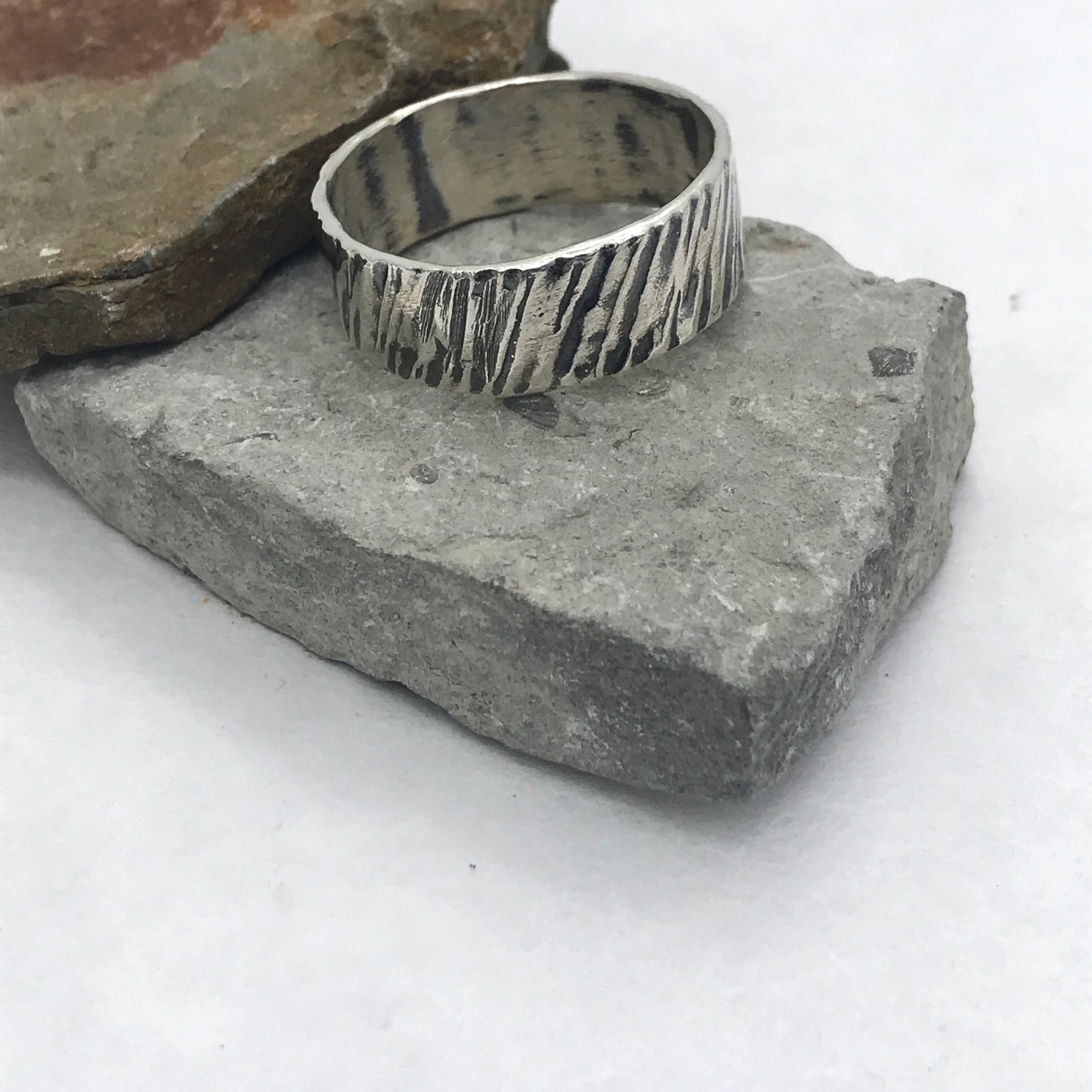 Slanted Brushstrokes -Sterling Silver Ring