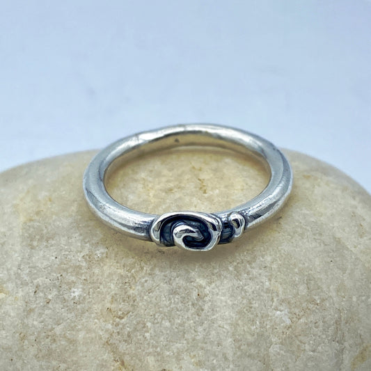 Simple sterling silver, round wire ring- Tiny Life Spiral