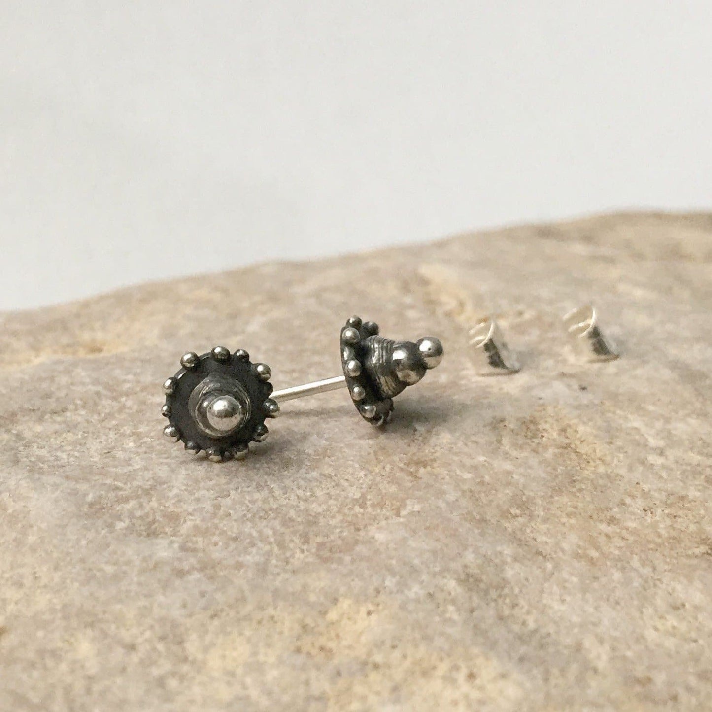 Sterling Silver Three Stacked Dot Ear Studs