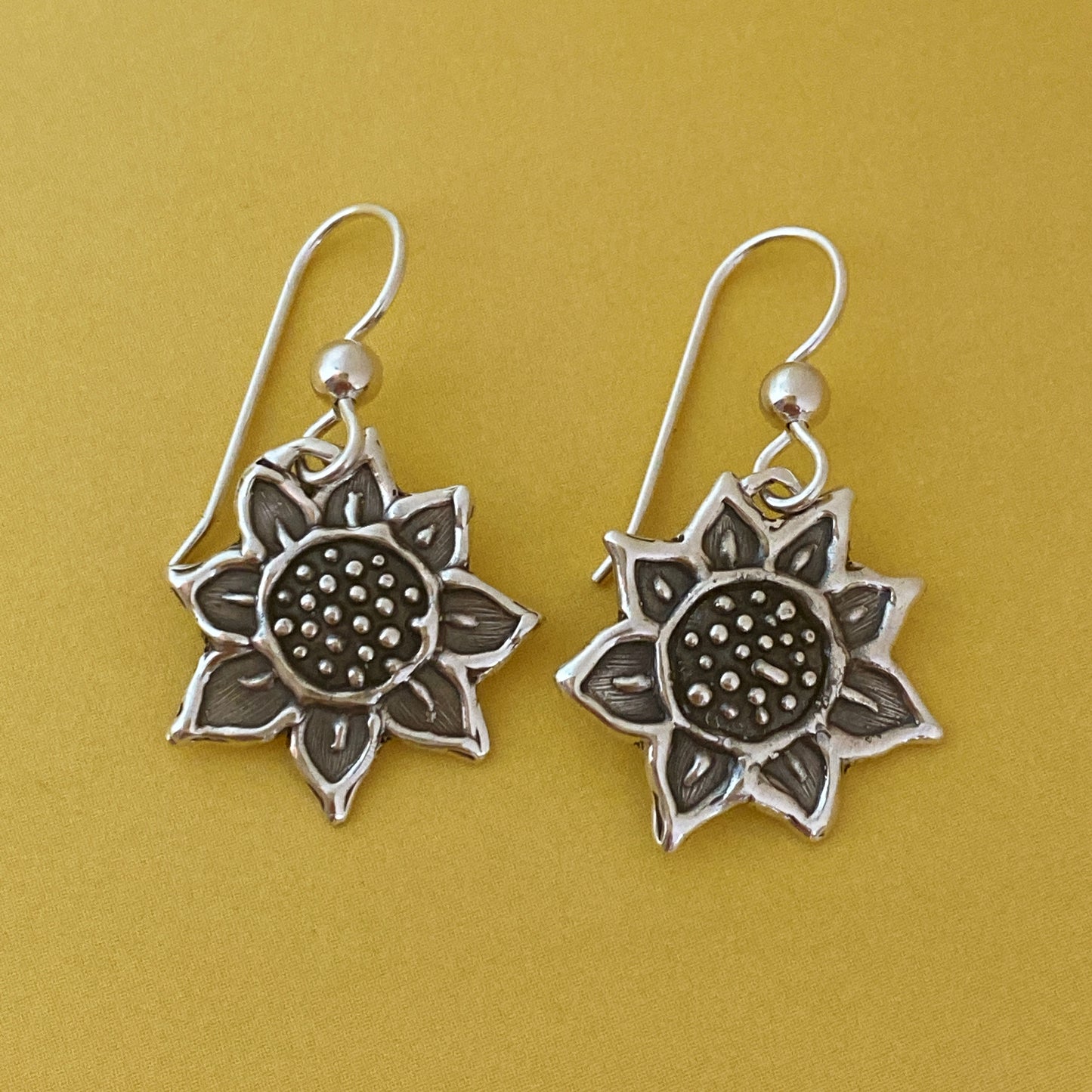 Sunflower Earrings on French Hooks